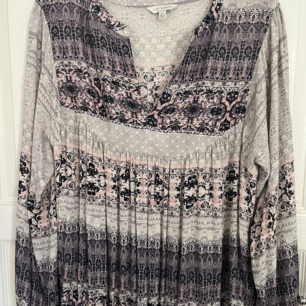 Women's LUCKY BRAND Patterned Long Sleeve Blouse SZ SMALL